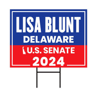 Lisa Blunt Rochester US Senate Yard Sign - Coroplast US Senate Election Delaware 2024 Race Red White & Blue Yard Sign with Metal H-Stake