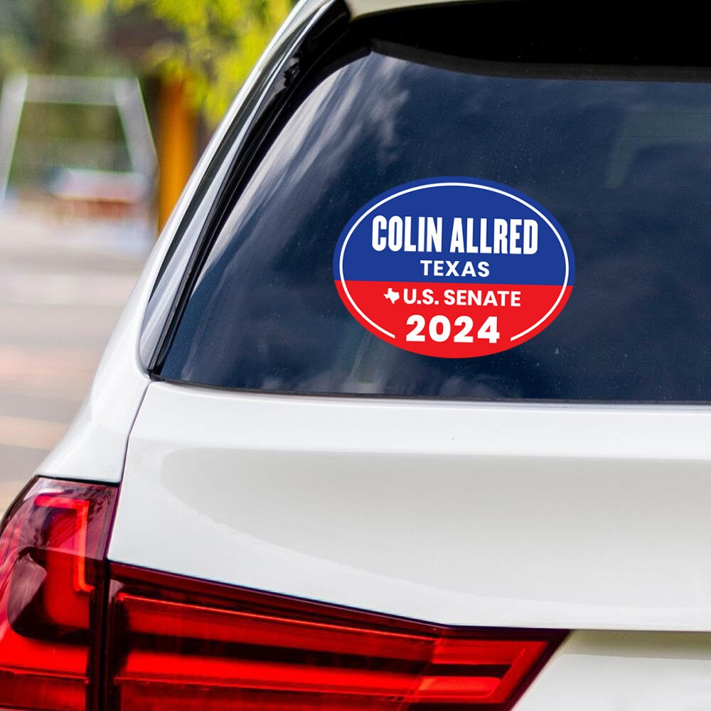 Colin Allred for U.S. Senate Texas Sticker Vinyl Decal, Vote Colin Allred US Senate Election 2024 Bumper Sticker Decal - 6" x 4.5"