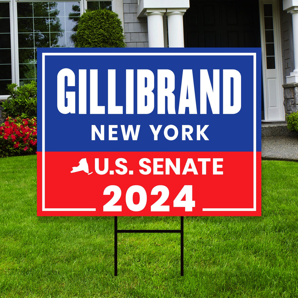 Kirsten Gillibrand US Senate Yard Sign - Coroplast US Senate Election New York 2024 Race Red White & Blue Yard Sign with Metal H-Stake