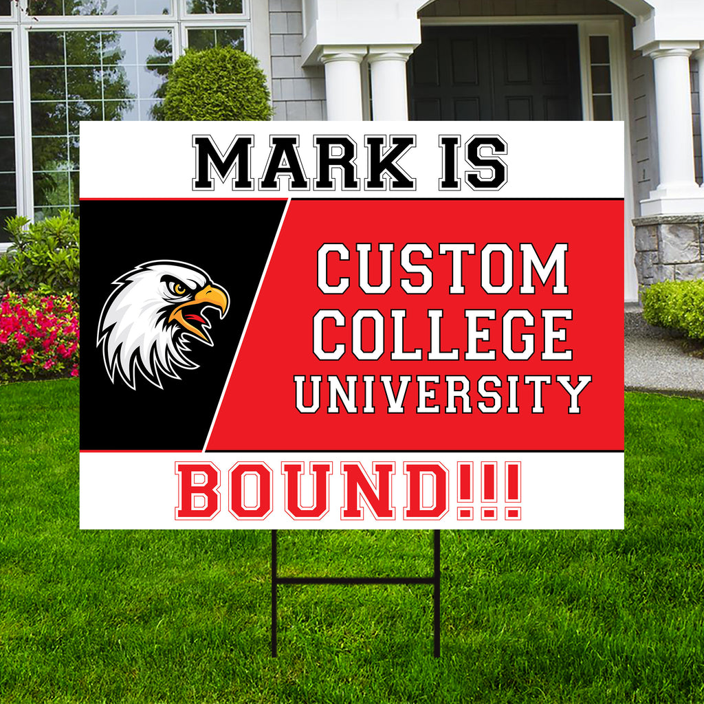 Personalized College Bound Yard Sign, College Logo Sign, Custom Graduate College University Bound Yard Sign with Metal H-Stake