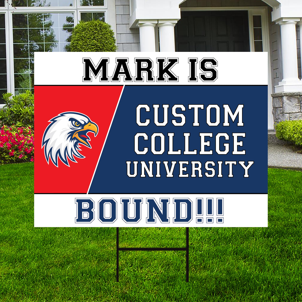 Personalized College Bound Yard Sign, College Logo Sign, Custom Graduate College University Bound Yard Sign with Metal H-Stake