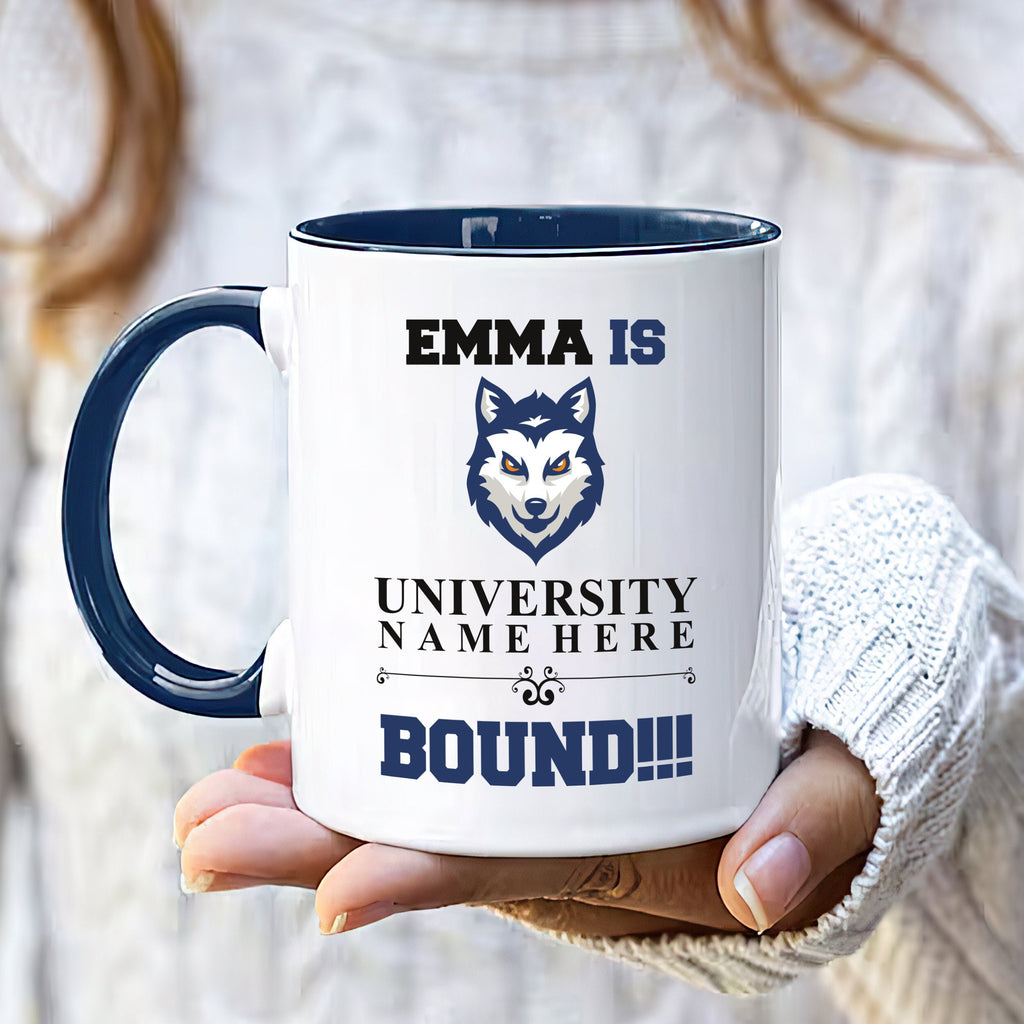 Personalized College Bound Mug - College Graduation, High School Graduation, University Bound, Custom College Logo Mug, Class of 2024 Gifts