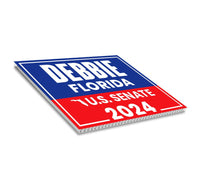 a red, white and blue sign that says debre florida