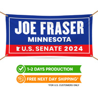 a banner with the name joe fraser minnesota on it