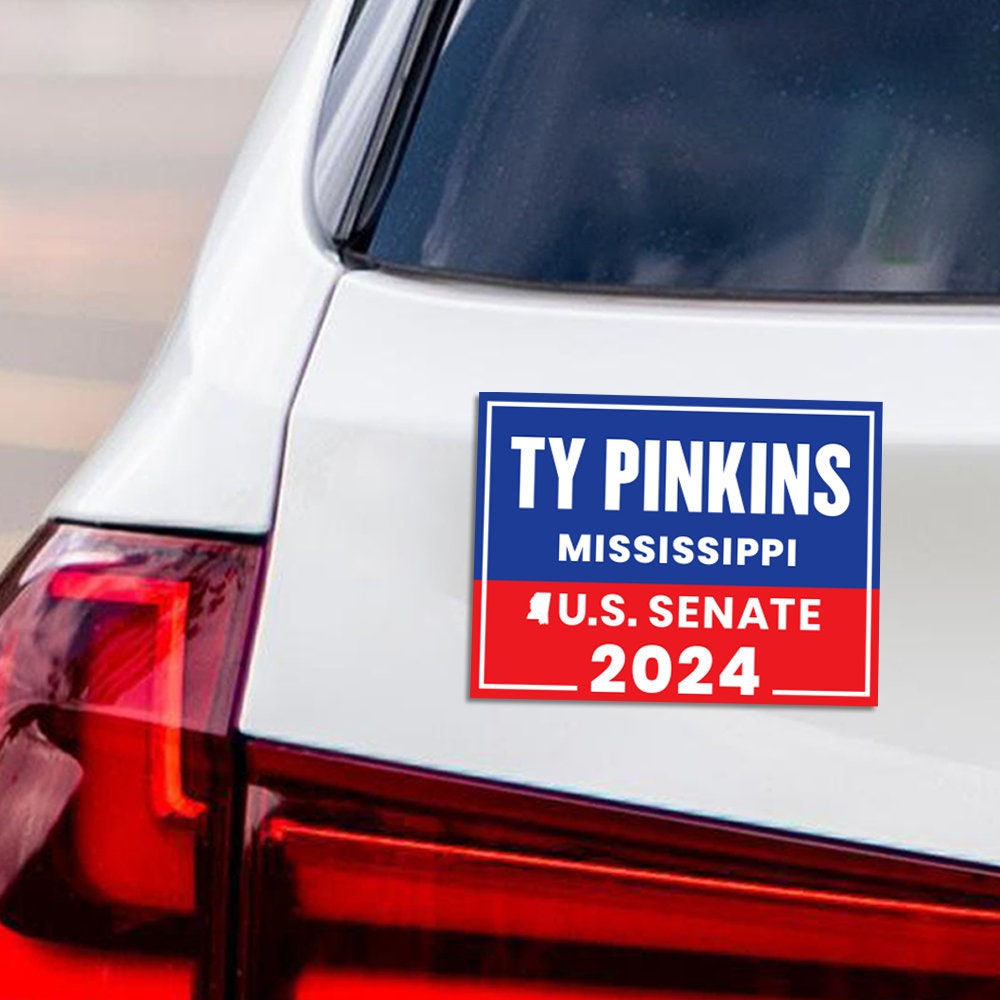 a sticker on the back of a car that says ty pinkins mississippi