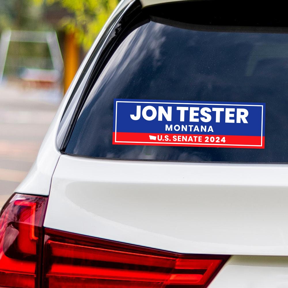 a sticker on the back of a car that says jon tester montana