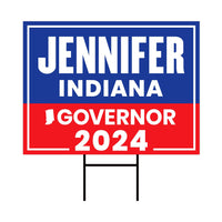 a political sign with the name of the state of indiana