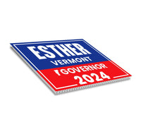 Esther Charlestin For Vermont Governor Yard Sign - Coroplast 2024 Governor Elections Race Red White & Blue Yard Sign with Metal H-Stake