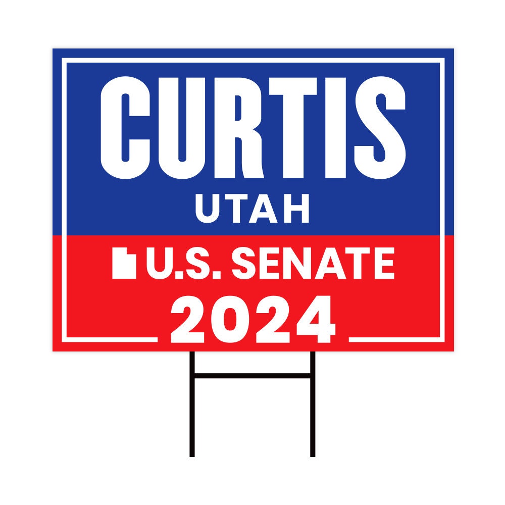 a red, white and blue sign that says curtis utah