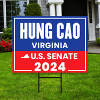 a political yard sign in front of a house