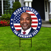 Mark Robinson For North Carolina Governor Yard Sign - Coroplast 2024 Governor Elections Race Red White & Blue Yard Sign with Metal H-Stake