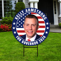 Kelly Armstrong For North Dakota Governor Yard Sign - Coroplast 2024 Governor Elections Race Red White & Blue Yard Sign with Metal H-Stake