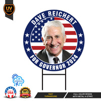 Dave Reichert For Washington Governor Yard Sign - Coroplast 2024 Governor Elections Race Red White & Blue Yard Sign with Metal H-Stake