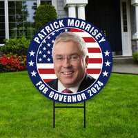 Patrick Morrisey For West Virginia Governor Yard Sign - Coroplast 2024 Governor Elections Race Red White & Blue Yard Sign with Metal H-Stake