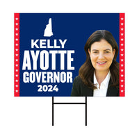 Kelly Ayotte For New Hampshire Governor Yard Sign - Coroplast 2024 Governor Elections Race Red White & Blue Yard Sign with Metal H-Stake