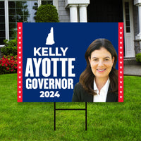 Kelly Ayotte For New Hampshire Governor Yard Sign - Coroplast 2024 Governor Elections Race Red White & Blue Yard Sign with Metal H-Stake