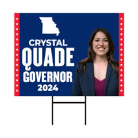 Crystal Quade For Missouri Governor Yard Sign - Coroplast 2024 Governor Elections Race Red White & Blue Yard Sign with Metal H-Stake