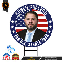 Ruben Gallego US Senate Yard Sign - Coroplast US Senate Election Arizona 2024 Race Red White & Blue Yard Sign with Metal H-Stake