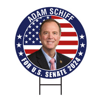 Adam Schiff US Senate Yard Sign - Coroplast US Senate Election California 2024 Race Red White & Blue Yard Sign with Metal H-Stake