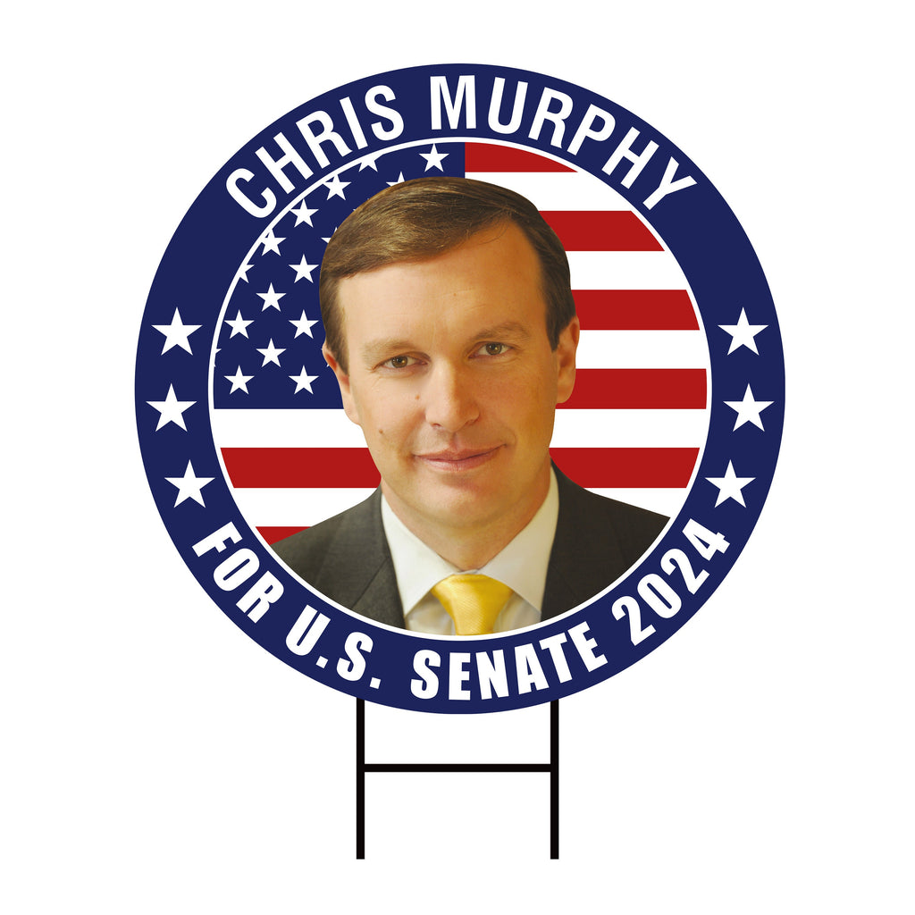 Chris Murphy US Senate Yard Sign - Coroplast US Senate Election Connecticut 2024 Race Red White & Blue Yard Sign with Metal H-Stake