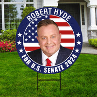 Robert Hyde US Senate Yard Sign - Coroplast US Senate Election Connecticut 2024 Race Red White & Blue Yard Sign with Metal H-Stake