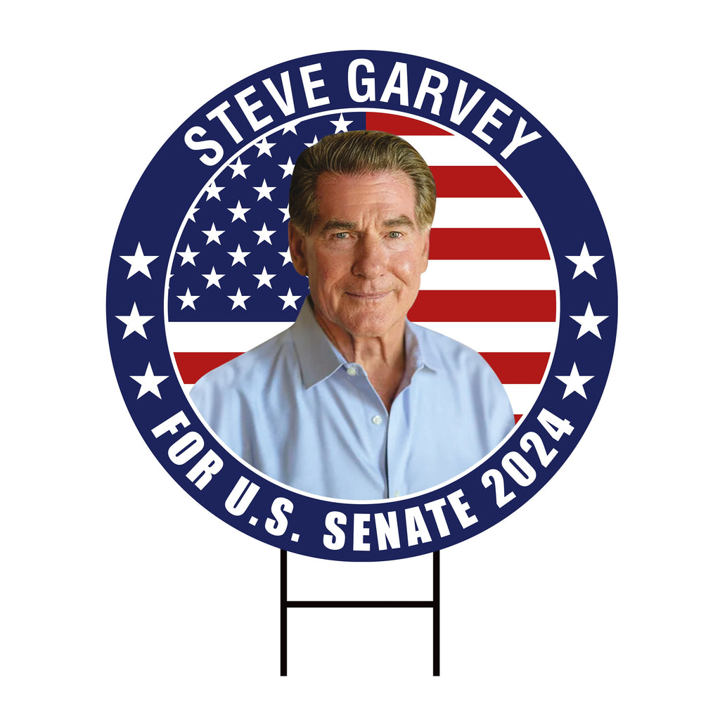 Steve Garvey US Senate Yard Sign - Coroplast US Senate Election California 2024 Race Red White & Blue Yard Sign with Metal H-Stake