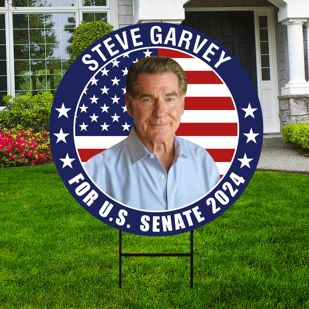 Steve Garvey US Senate Yard Sign - Coroplast US Senate Election California 2024 Race Red White & Blue Yard Sign with Metal H-Stake