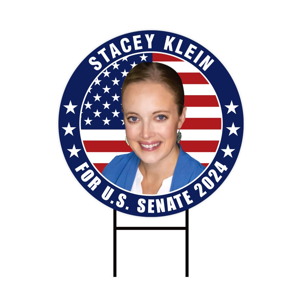 Stacey Klein US Senate Yard Sign - Coroplast US Senate Election Wisconsin 2024 Race Red White & Blue Yard Sign with Metal H-Stake