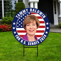 Tammy Baldwin US Senate Yard Sign - Coroplast US Senate Election Wisconsin 2024 Race Red White & Blue Yard Sign with Metal H-Stake