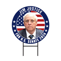 Jim Justice US Senate Yard Sign - Coroplast US Senate Election West Virginia 2024 Race Red White & Blue Yard Sign with Metal H-Stake