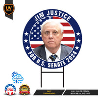 Jim Justice US Senate Yard Sign - Coroplast US Senate Election West Virginia 2024 Race Red White & Blue Yard Sign with Metal H-Stake