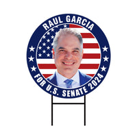 Raul Garcia US Senate Yard Sign - Coroplast US Senate Election Washington 2024 Race Red White & Blue Yard Sign with Metal H-Stake