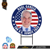 Raul Garcia US Senate Yard Sign - Coroplast US Senate Election Washington 2024 Race Red White & Blue Yard Sign with Metal H-Stake