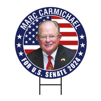 Marc Carmichael US Senate Yard Sign - Coroplast US Senate Election Indiana 2024 Race Red White & Blue Yard Sign with Metal H-Stake