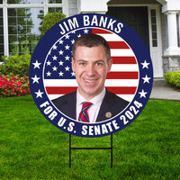 Jim Banks US Senate Yard Sign - Coroplast US Senate Election Indiana 2024 Race Red White & Blue Yard Sign with Metal H-Stake