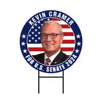 Kevin Cramer US Senate Yard Sign - Coroplast US Senate Election North Dakota 2024 Race Red White & Blue Yard Sign with Metal H-Stake