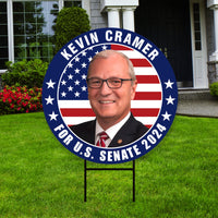 Kevin Cramer US Senate Yard Sign - Coroplast US Senate Election North Dakota 2024 Race Red White & Blue Yard Sign with Metal H-Stake