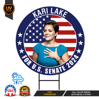 Kari Lake US Senate Yard Sign - Coroplast US Senate Election Arizona 2024 Race Red White & Blue Yard Sign with Metal H-Stake