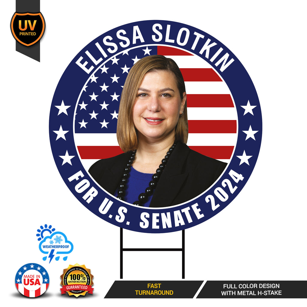 Elissa Slotkin US Senate Yard Sign - Coroplast US Senate Election Michigan 2024 Race Red White & Blue Yard Sign with Metal H-Stake