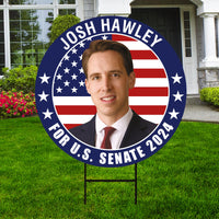 Josh Hawley US Senate Yard Sign - Coroplast US Senate Election Missouri 2024 Race Red White & Blue Yard Sign with Metal H-Stake