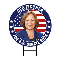 Deb Fischer US Senate Yard Sign - Coroplast US Senate Election Nebraska 2024 Race Red White & Blue Yard Sign with Metal H-Stake