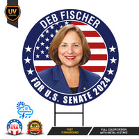 Deb Fischer US Senate Yard Sign - Coroplast US Senate Election Nebraska 2024 Race Red White & Blue Yard Sign with Metal H-Stake