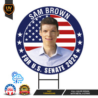 Sam Brown US Senate Yard Sign - Coroplast US Senate Election Nevada 2024 Race Red White & Blue Yard Sign with Metal H-Stake