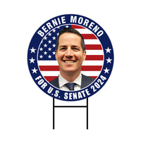 Bernie Moreno US Senate Yard Sign - Coroplast US Senate Election Ohio 2024 Race Red White & Blue Yard Sign with Metal H-Stake