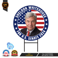 Sheldon Whitehouse US Senate Yard Sign - Coroplast US Senate Election Rhode Island 2024 Race Red White & Blue Yard Sign with Metal H-Stake