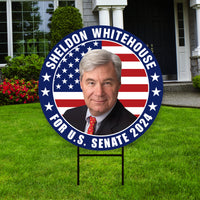 Sheldon Whitehouse US Senate Yard Sign - Coroplast US Senate Election Rhode Island 2024 Race Red White & Blue Yard Sign with Metal H-Stake