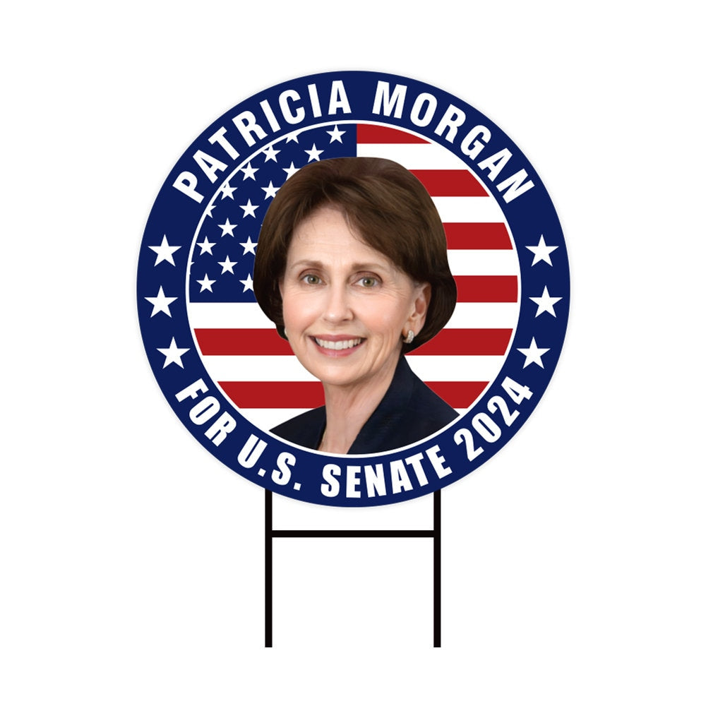 Patricia Morgan US Senate Yard Sign - Coroplast US Senate Election Rhode Island 2024 Race Red White & Blue Yard Sign with Metal H-Stake