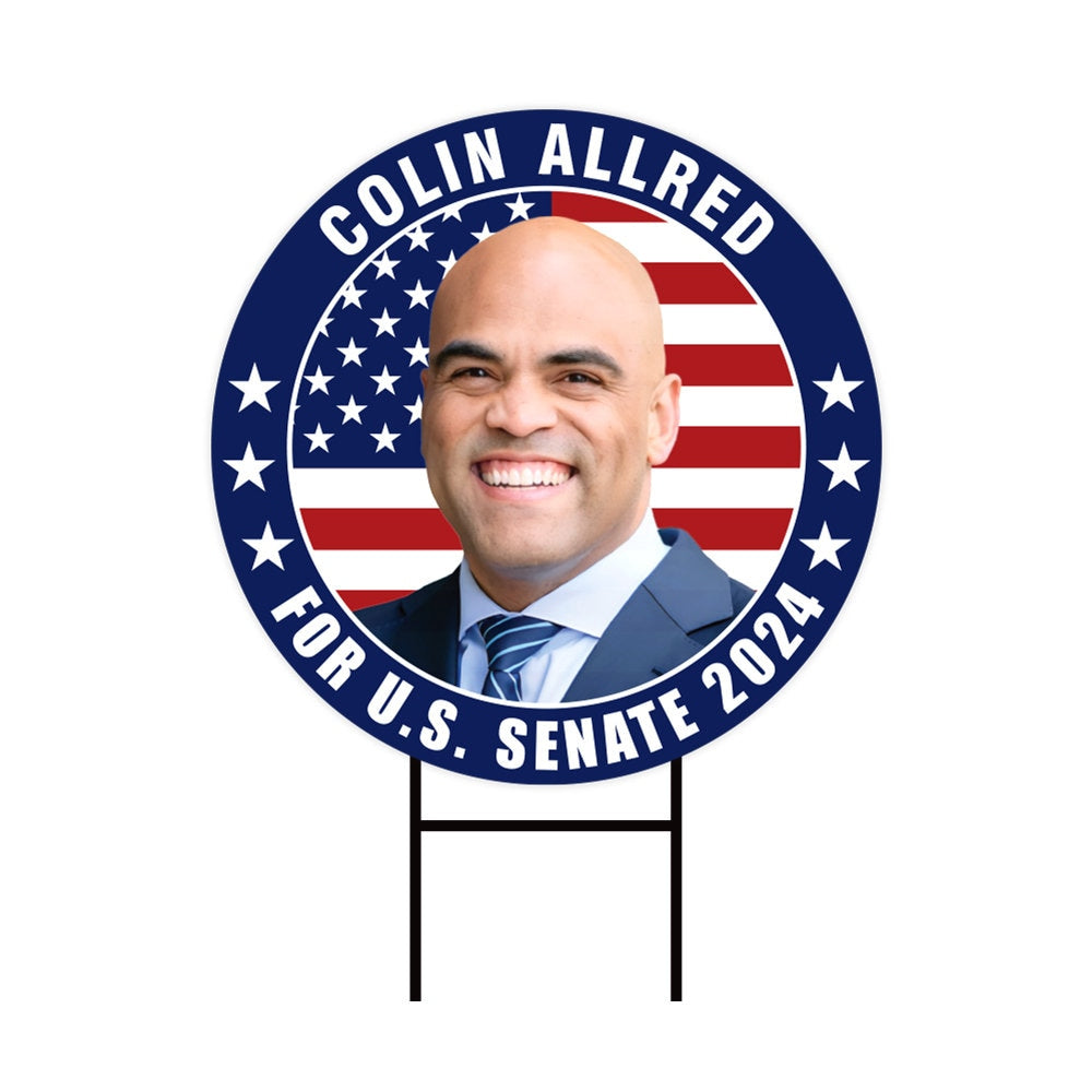 Colin Allred US Senate Yard Sign - Coroplast US Senate Election Colin Allred 2024 Race Red White & Blue Yard Sign with Metal H-Stake