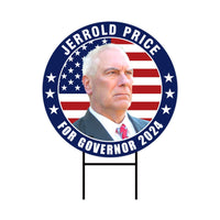 Jerrold Price For Delaware Governor Yard Sign - Coroplast 2024 Governor Elections Race Red White & Blue Yard Sign with Metal H-Stake