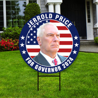 Jerrold Price For Delaware Governor Yard Sign - Coroplast 2024 Governor Elections Race Red White & Blue Yard Sign with Metal H-Stake